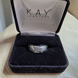 Kay Jewelers Men's Gray Tungsten Stainless Steel Titanium Geometric Ring